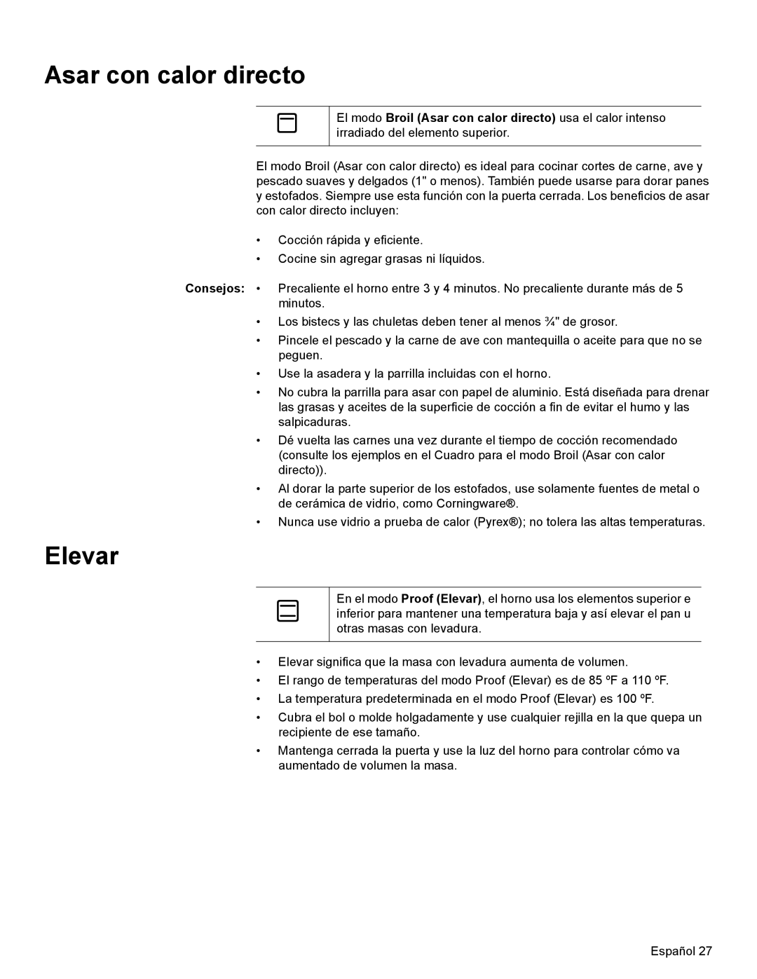 Bosch Appliances HBL35, HBN34, HBN35 manual Asar con calor directo, Elevar 