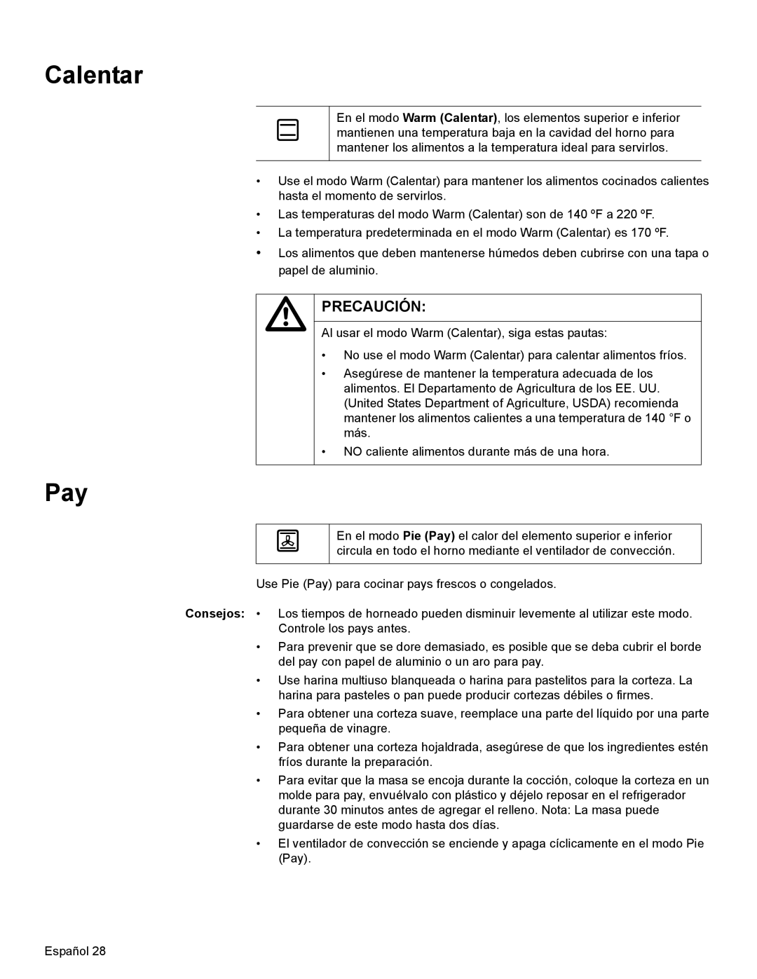 Bosch Appliances HBN35, HBN34, HBL35 manual Calentar, Pay 