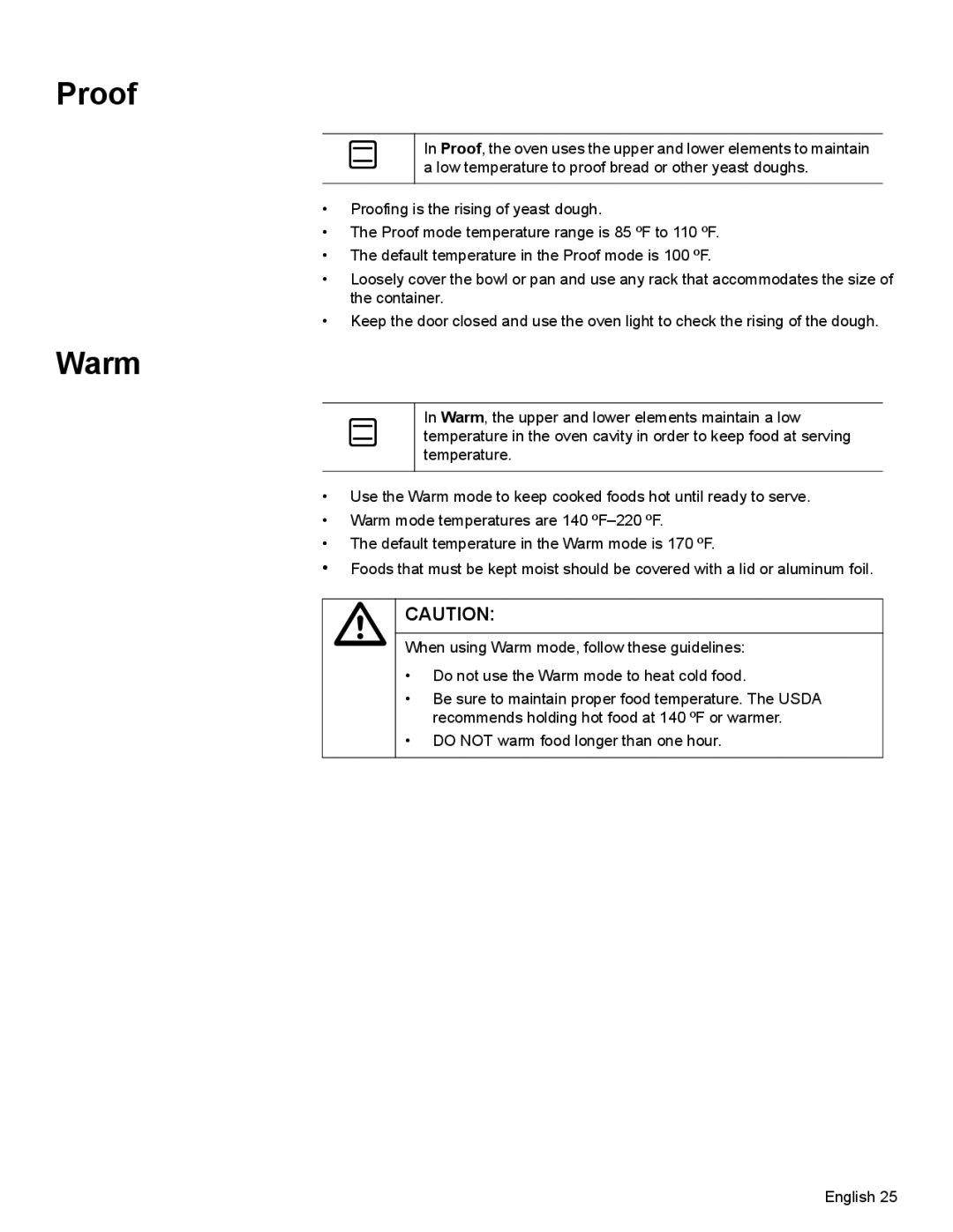 Bosch Appliances HBL35, HBN34, HBN35 manual Proof, Warm 