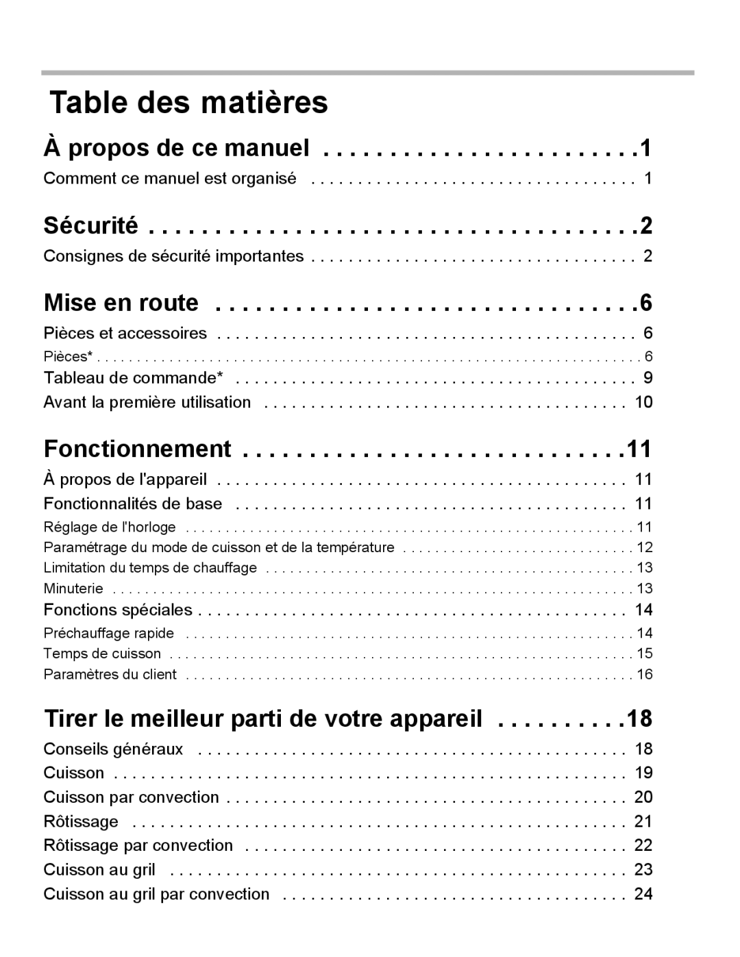 Bosch Appliances HBN35, HBN34, HBL35 manual Table des matières, Sécurité, Mise en route, Fonctionnement 