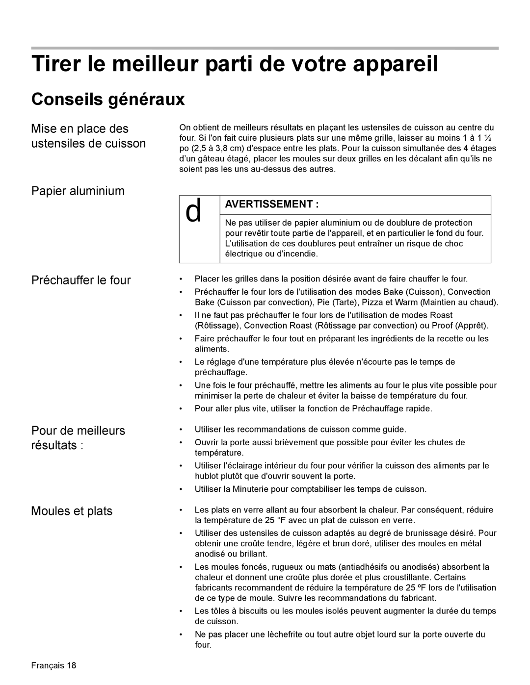 Bosch Appliances HBN34, HBL35, HBN35 manual Tirer le meilleur parti de votre appareil, Conseils généraux 