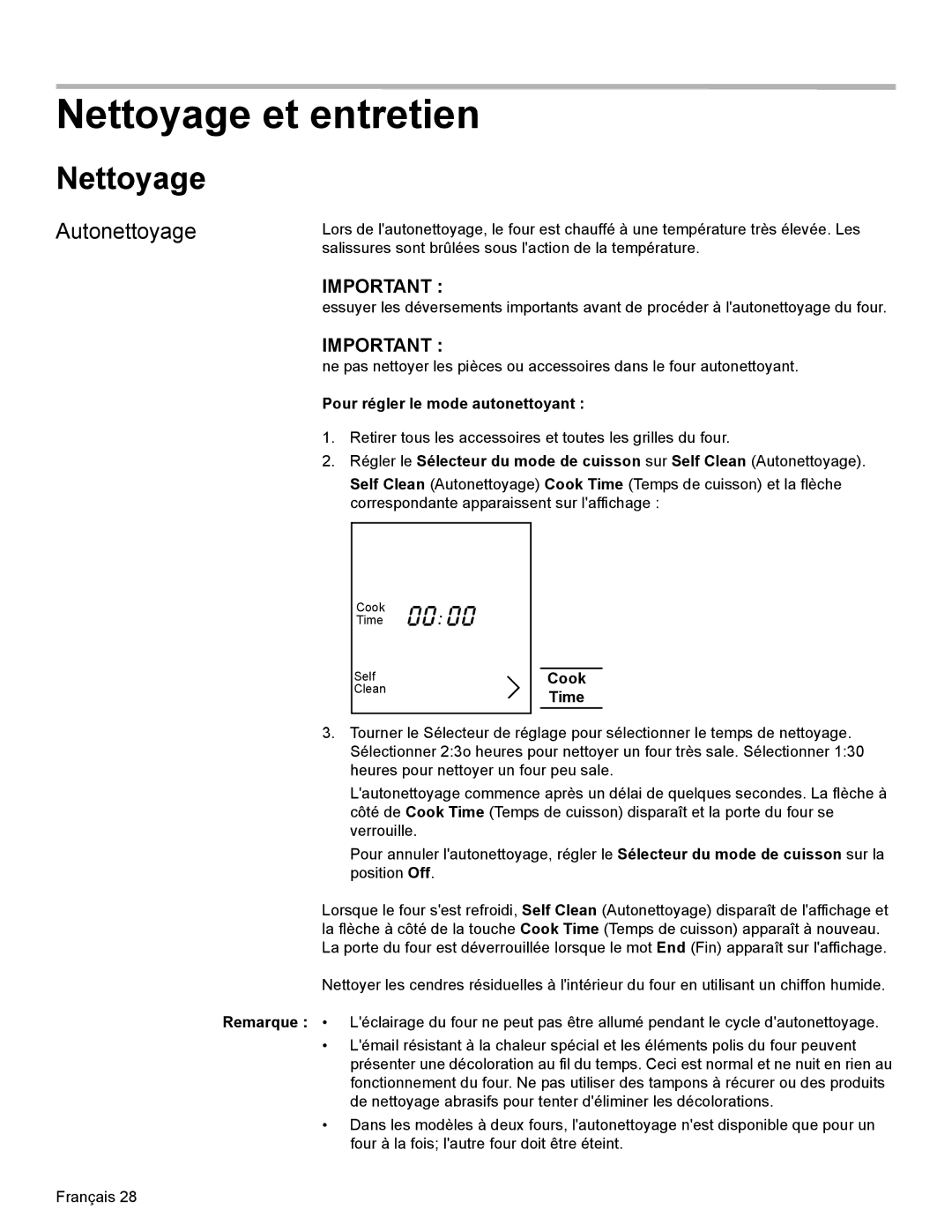 Bosch Appliances HBL35, HBN34, HBN35 manual Nettoyage et entretien, Autonettoyage, Pour régler le mode autonettoyant 