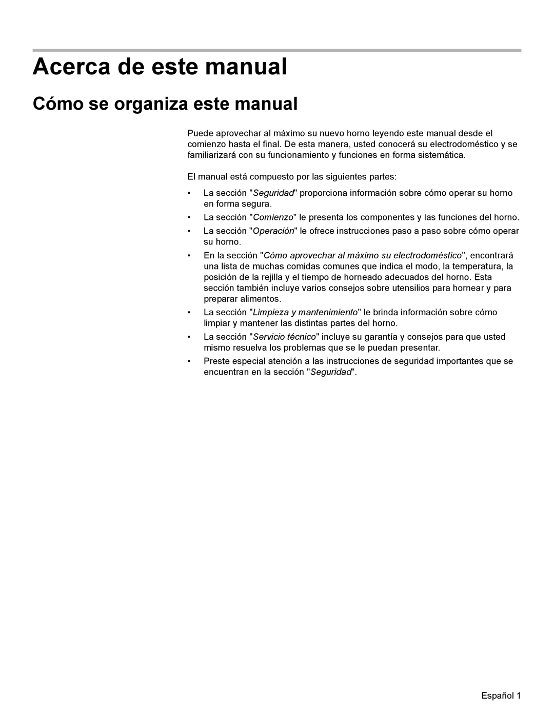 Bosch Appliances HBN35, HBN34, HBL35 Acerca de este manual, Cómo se organiza este manual 