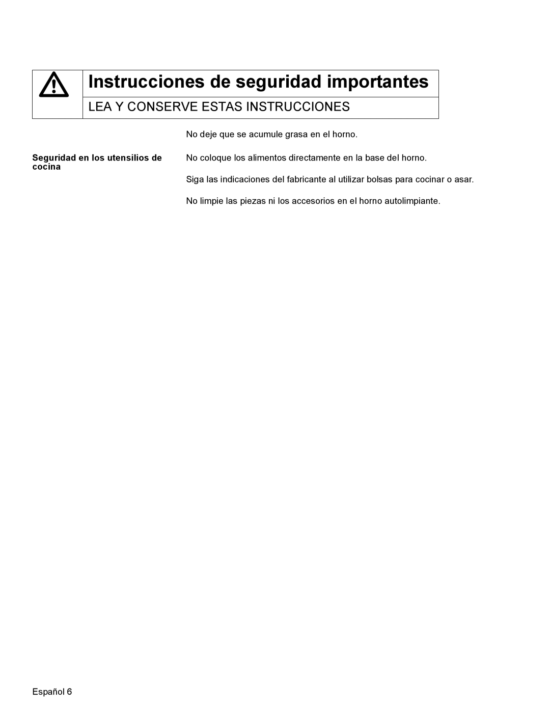 Bosch Appliances HBL35, HBN34, HBN35 manual Seguridad en los utensilios de cocina 