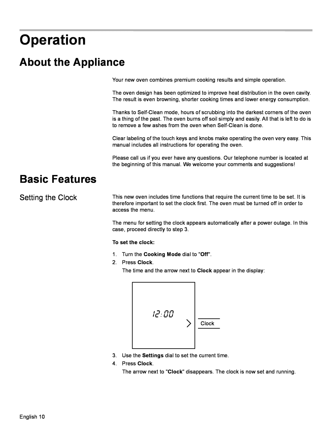 Bosch Appliances HBL35, HBN34, HBN35 manual Operation, About the Appliance, Basic Features 