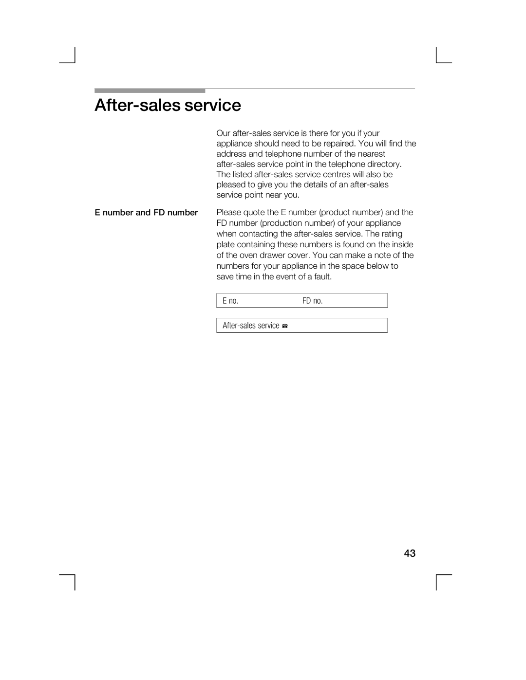 Bosch Appliances HCE744250R manual Aftersales Service 