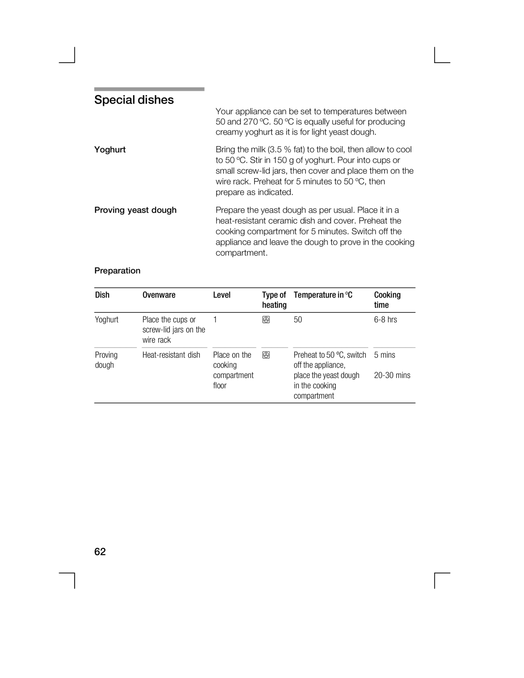 Bosch Appliances HCE744250R manual Special Dishes 