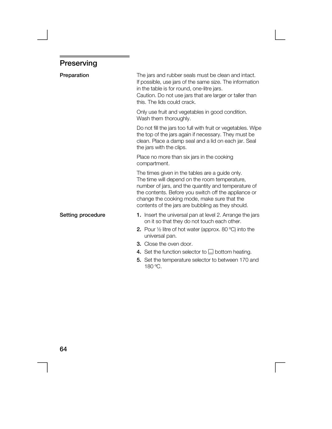 Bosch Appliances HCE744250R manual Preserving 