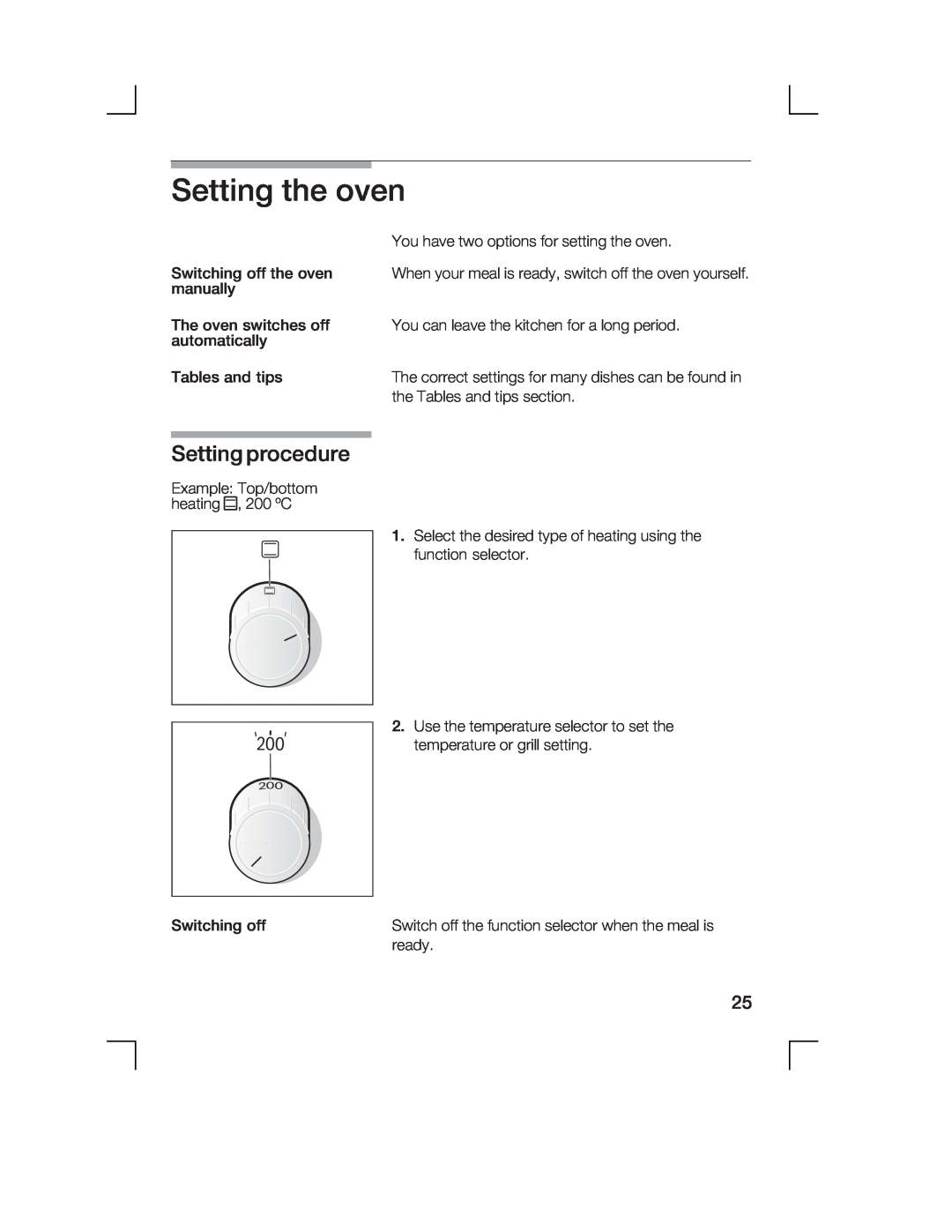 Bosch Appliances HCE744250R manual Setting the oven, procedure 