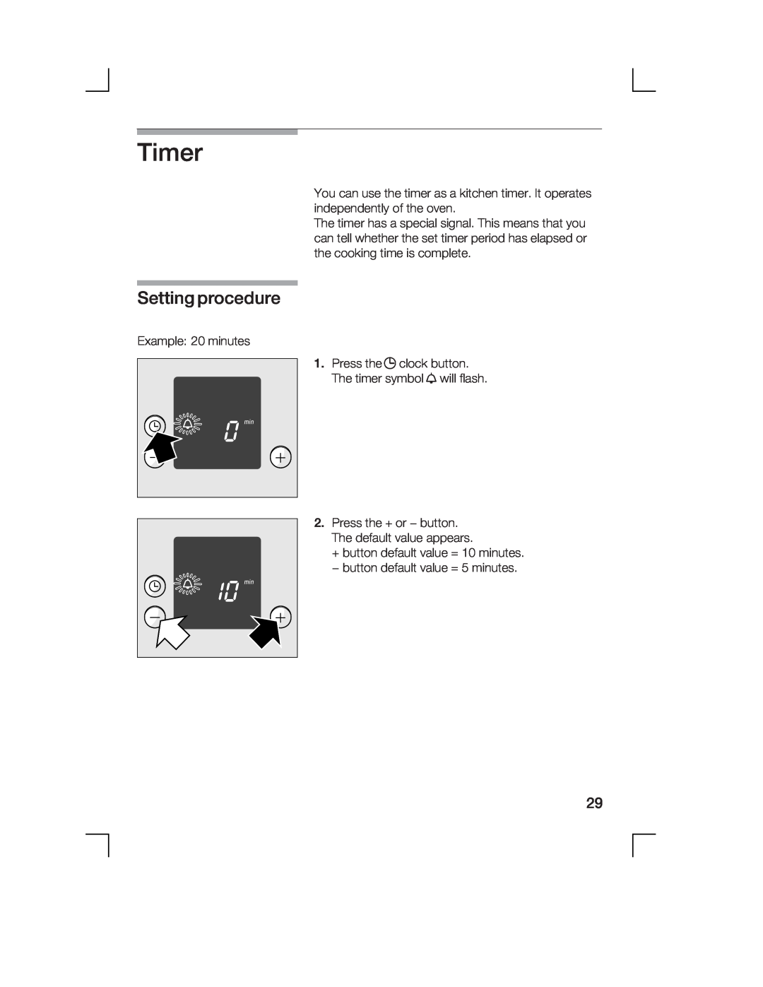 Bosch Appliances HCE744250R manual Timer, Setting procedure 