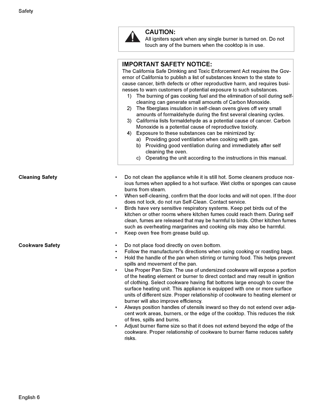 Bosch Appliances HDI7282U manual Cleaning Safety, Cookware Safety 