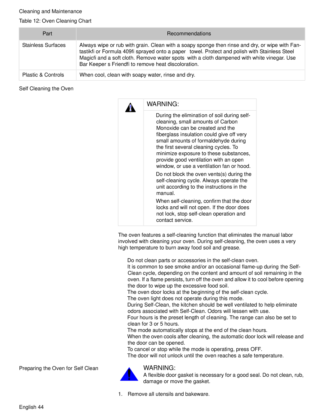 Bosch Appliances HDI7282U manual Self Cleaning the Oven, Preparing the Oven for Self Clean 