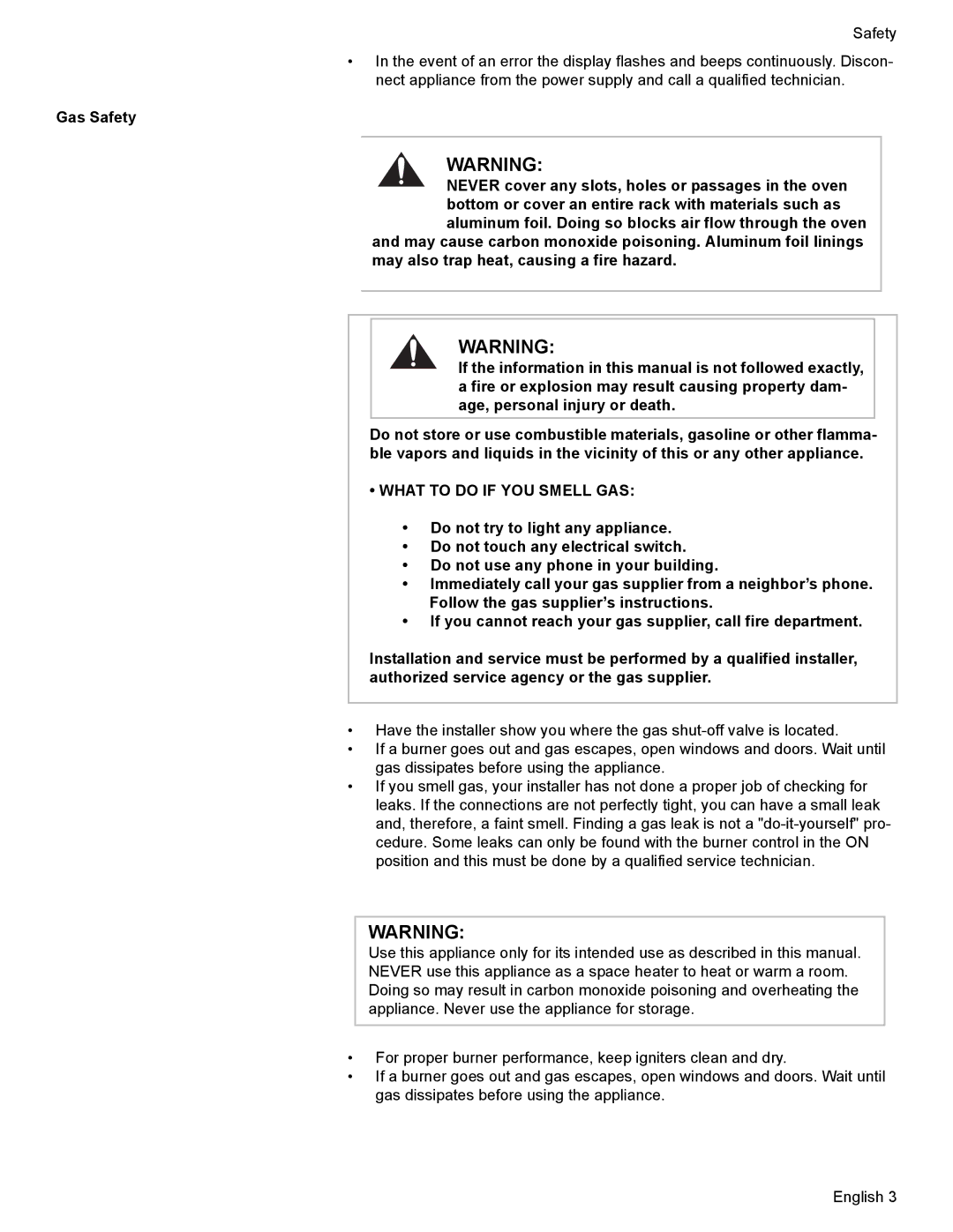 Bosch Appliances HDI7282U manual What to do if YOU Smell GAS 