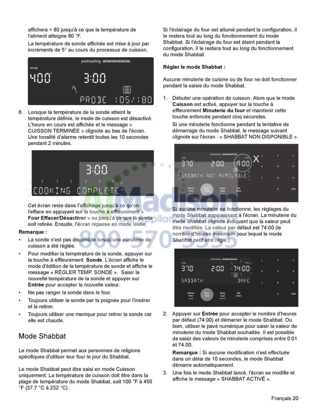 Bosch Appliances HDI8054U manual Mode Shabbat, Régler le mode Shabbat 