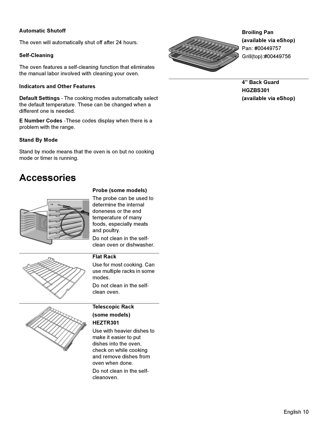 Bosch Appliances HDI8054U manual Accessories 