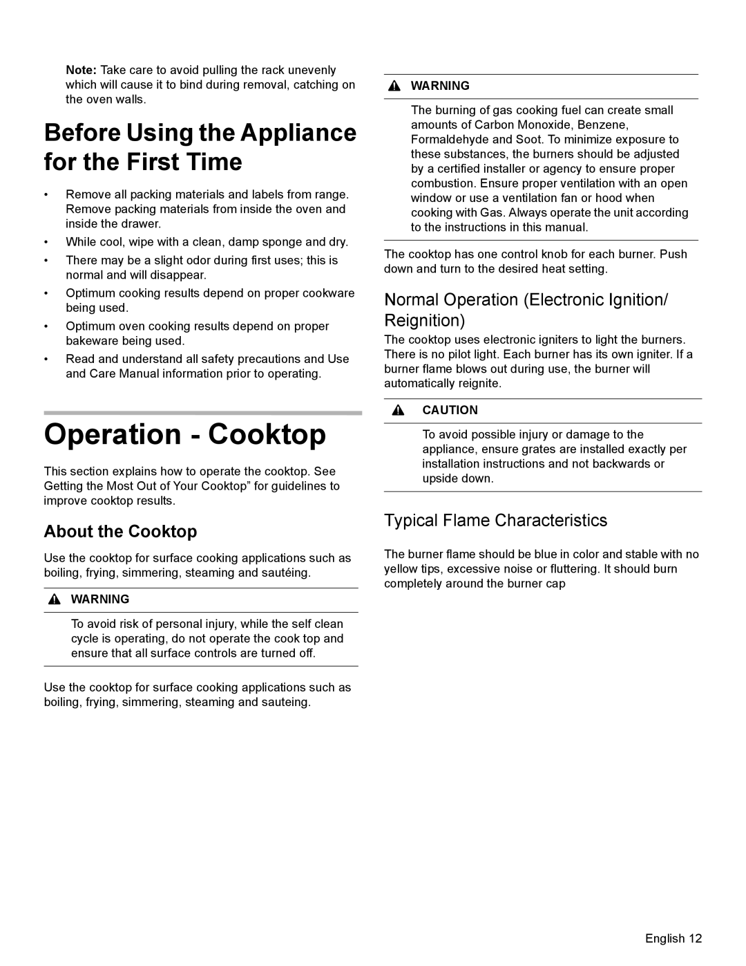 Bosch Appliances HDI8054U manual Operation Cooktop, About the Cooktop, Normal Operation Electronic Ignition/ Reignition 