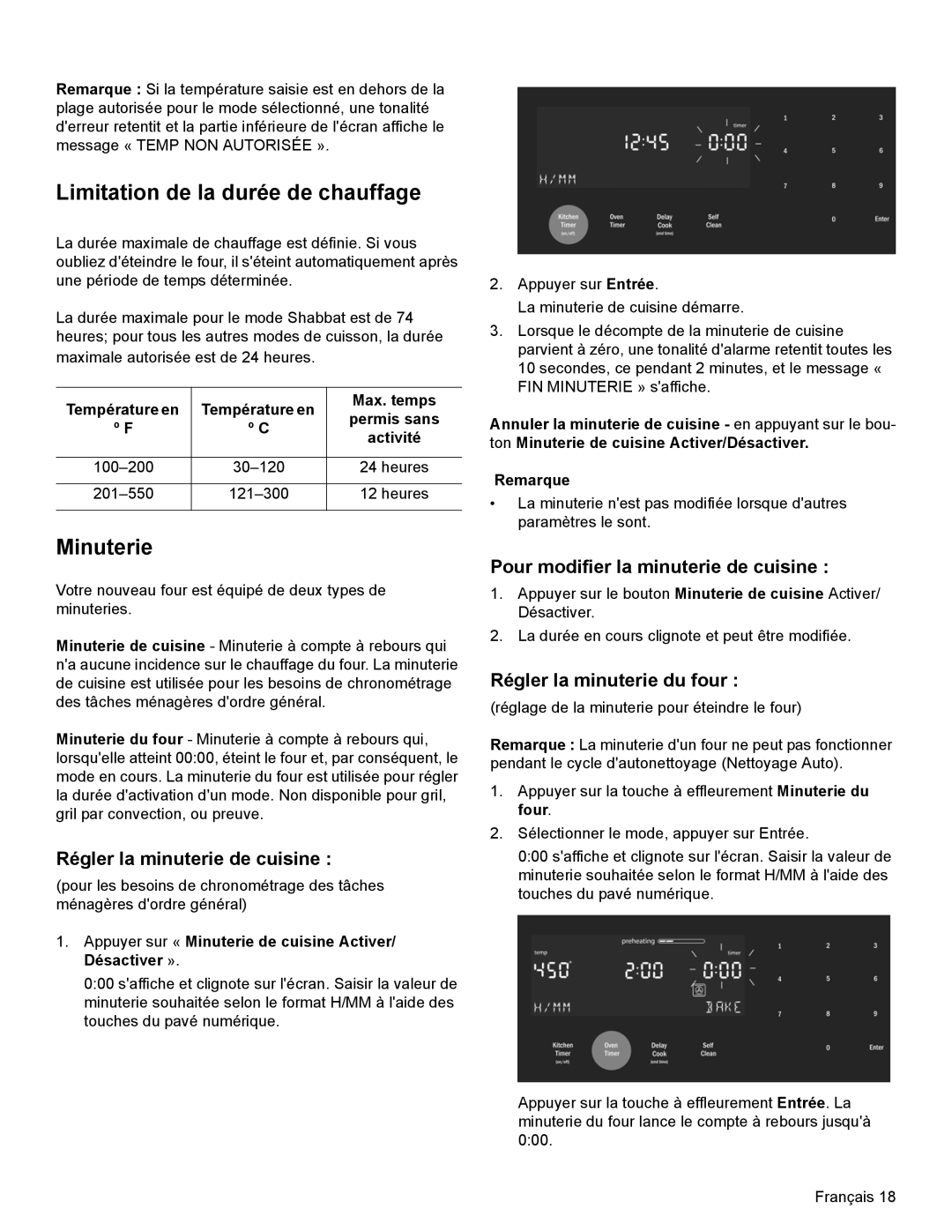 Bosch Appliances HDI8054U manual Limitation de la durée de chauffage, Minuterie 