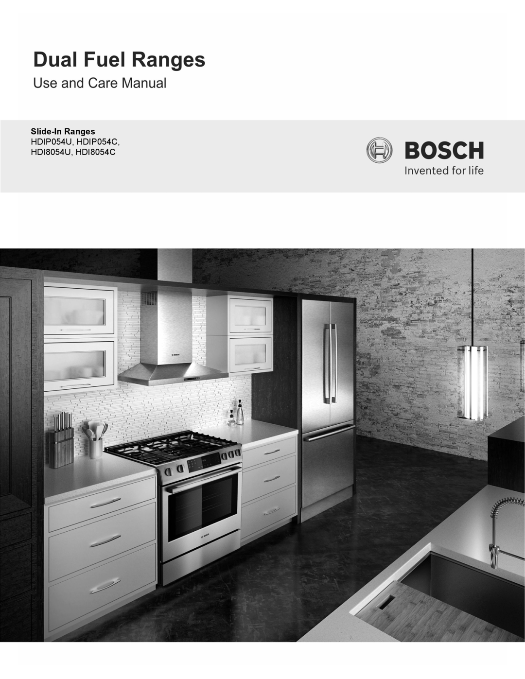 Bosch Appliances manual Slide-In Ranges HDIP054U, HDIP054C, HDI8054U, HDI8054C 