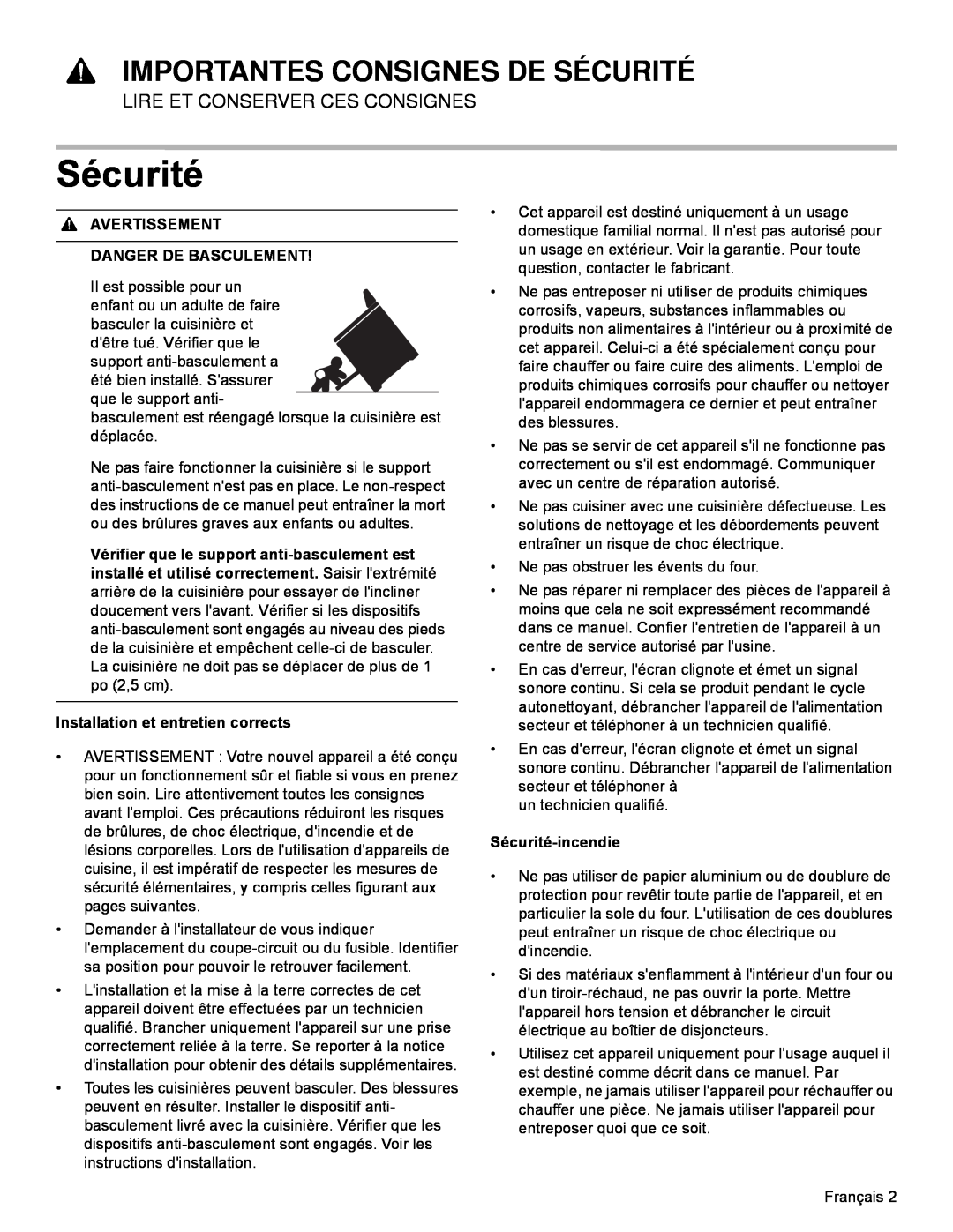 Bosch Appliances HDI8054U manual Importantes Consignes De Sécurité, Lire Et Conserver Ces Consignes, Sécurité-incendie 
