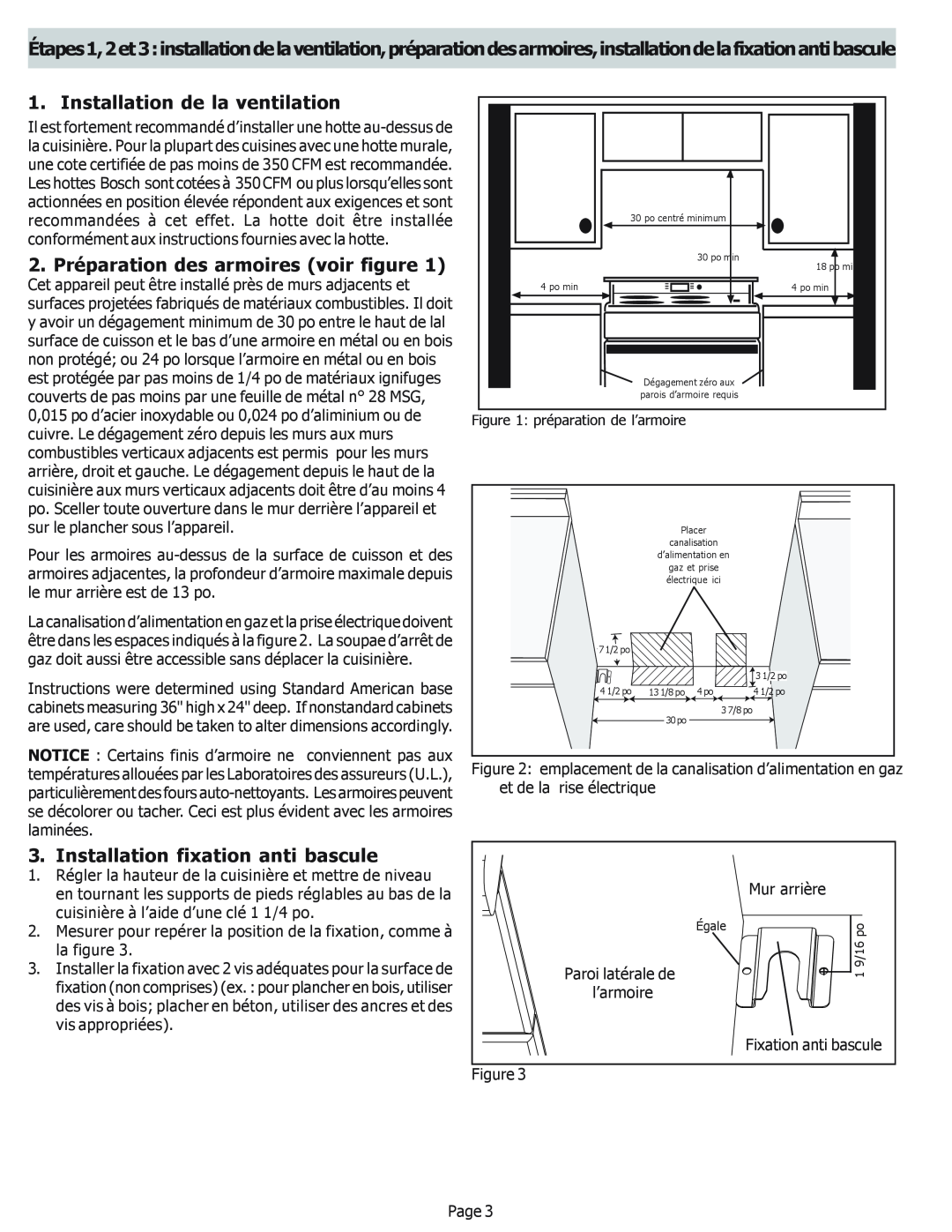 Bosch Appliances HDS255U Installation de la ventilation, 2. Préparation des armoires voir figure, préparation de l’armoire 