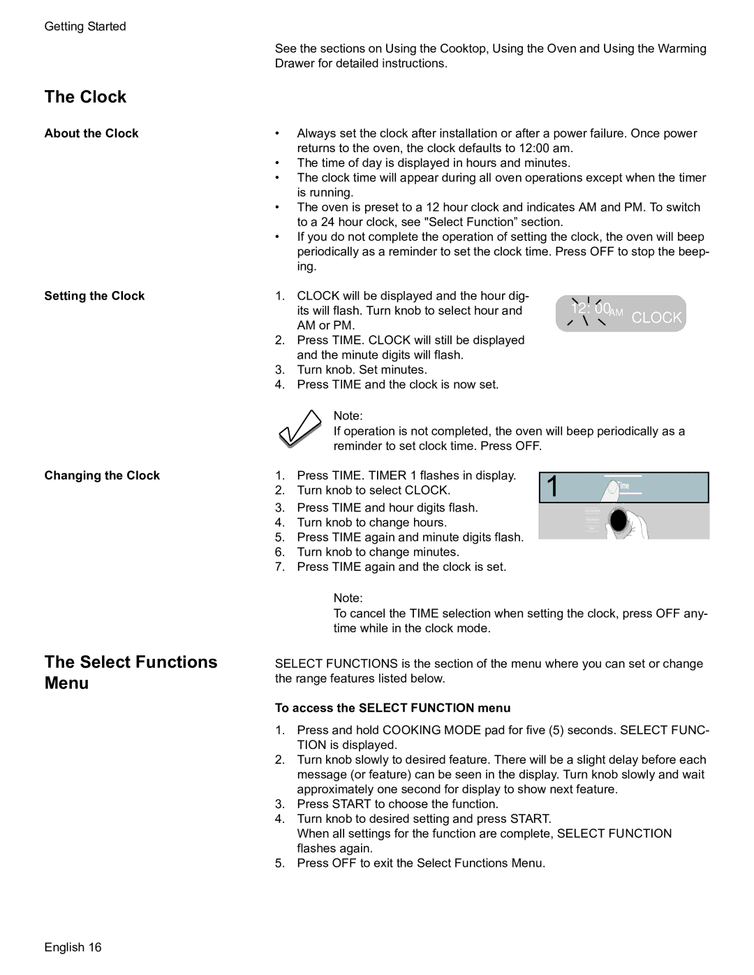 Bosch Appliances HDS7052U manual Clock, Select Functions Menu 