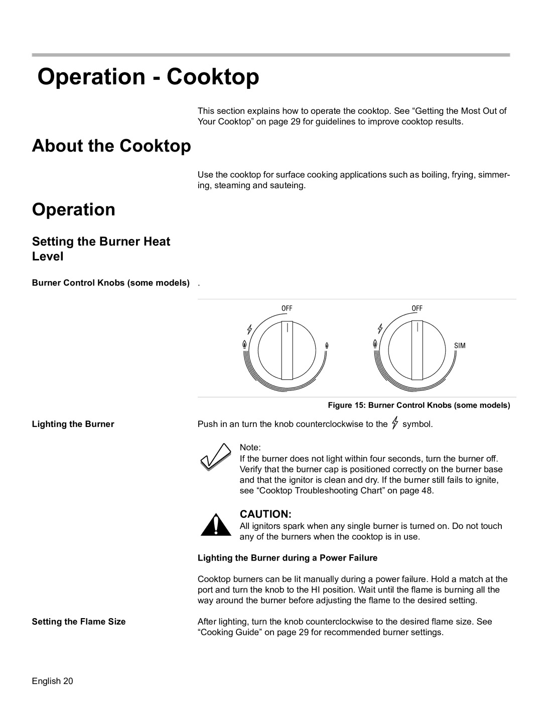 Bosch Appliances HDS7052U manual Operation Cooktop, About the Cooktop, Setting the Burner Heat Level 