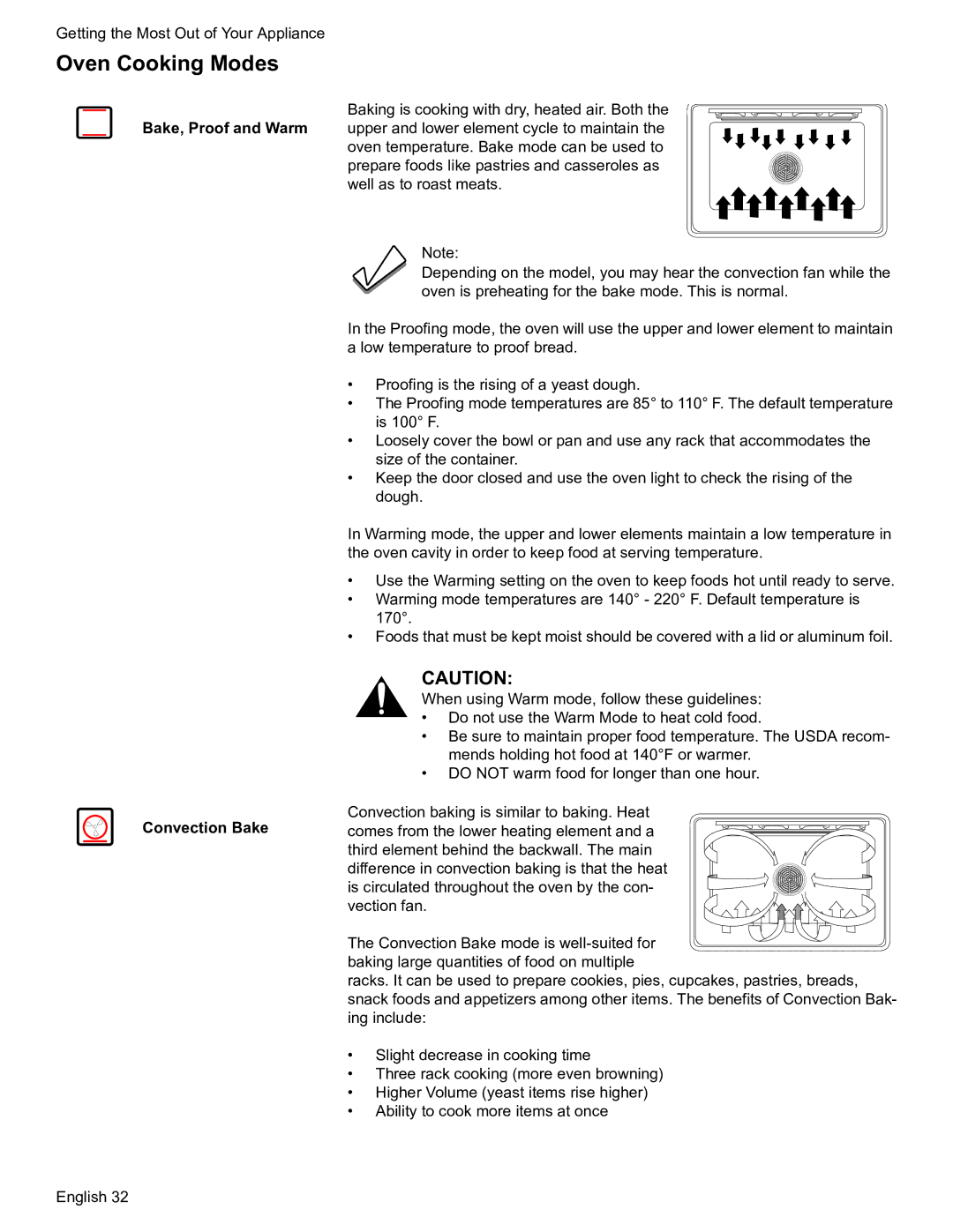 Bosch Appliances HDS7052U manual Oven Cooking Modes 