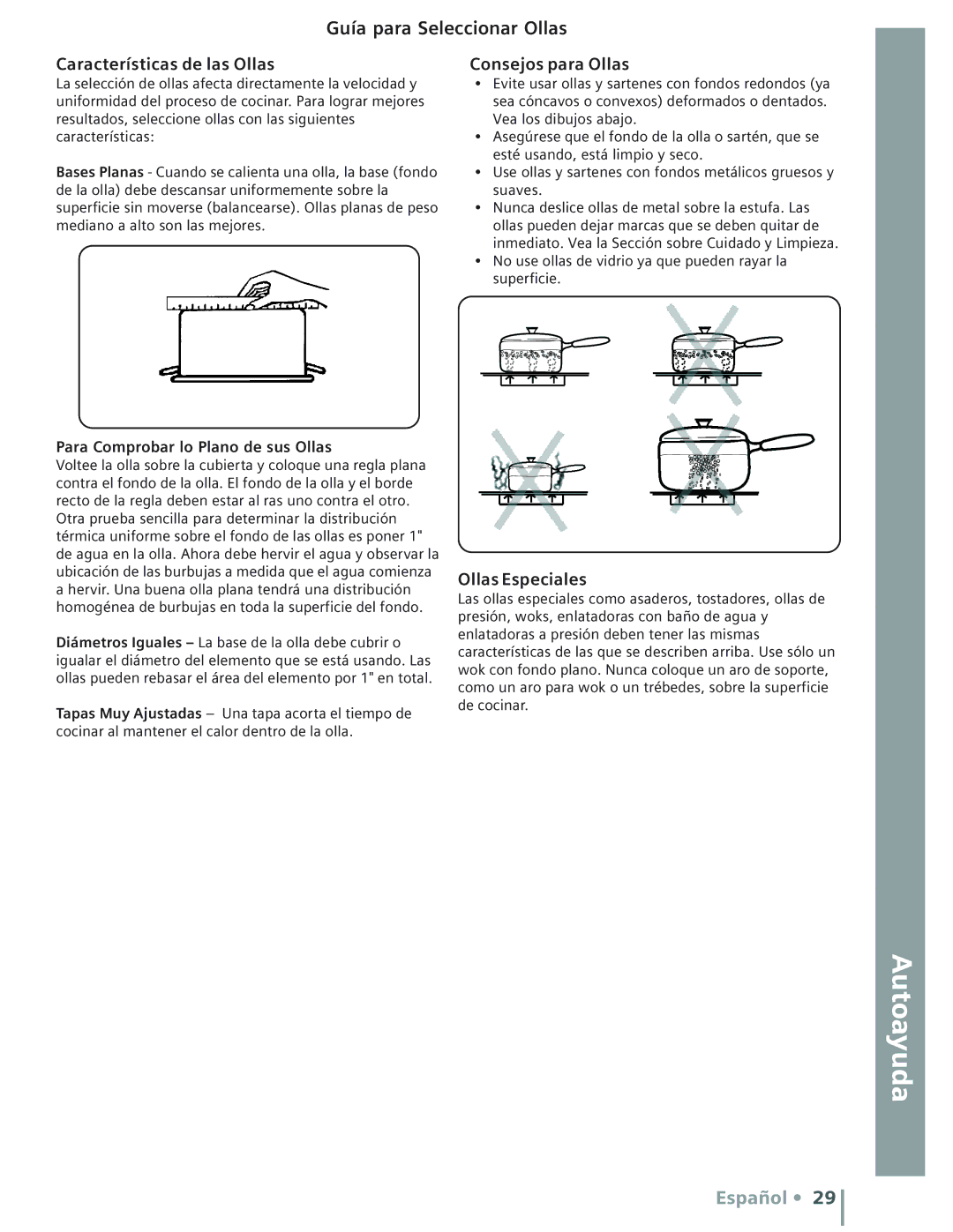 Bosch Appliances HE2516U Guía para Seleccionar Ollas, Características de las Ollas, Consejos para Ollas, Ollas Especiales 