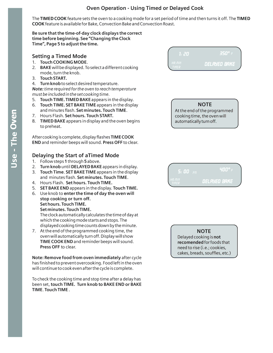 Bosch Appliances HE2415U, HE2516U, HE2515U, HE2515C Oven Operation Using Timed or Delayed Cook, Setting a Timed Mode 