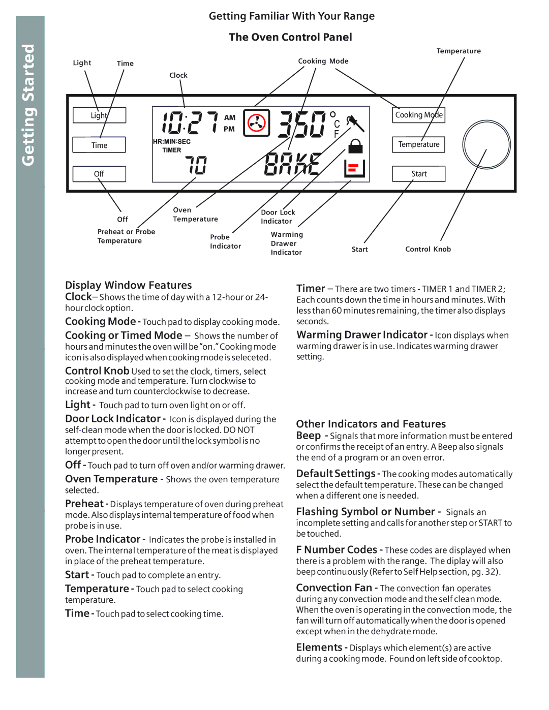 Bosch Appliances HE2515U, HE2516U manual Cooktop Getting Started, Care and Cleaning Use Self Help, Display Window Features 