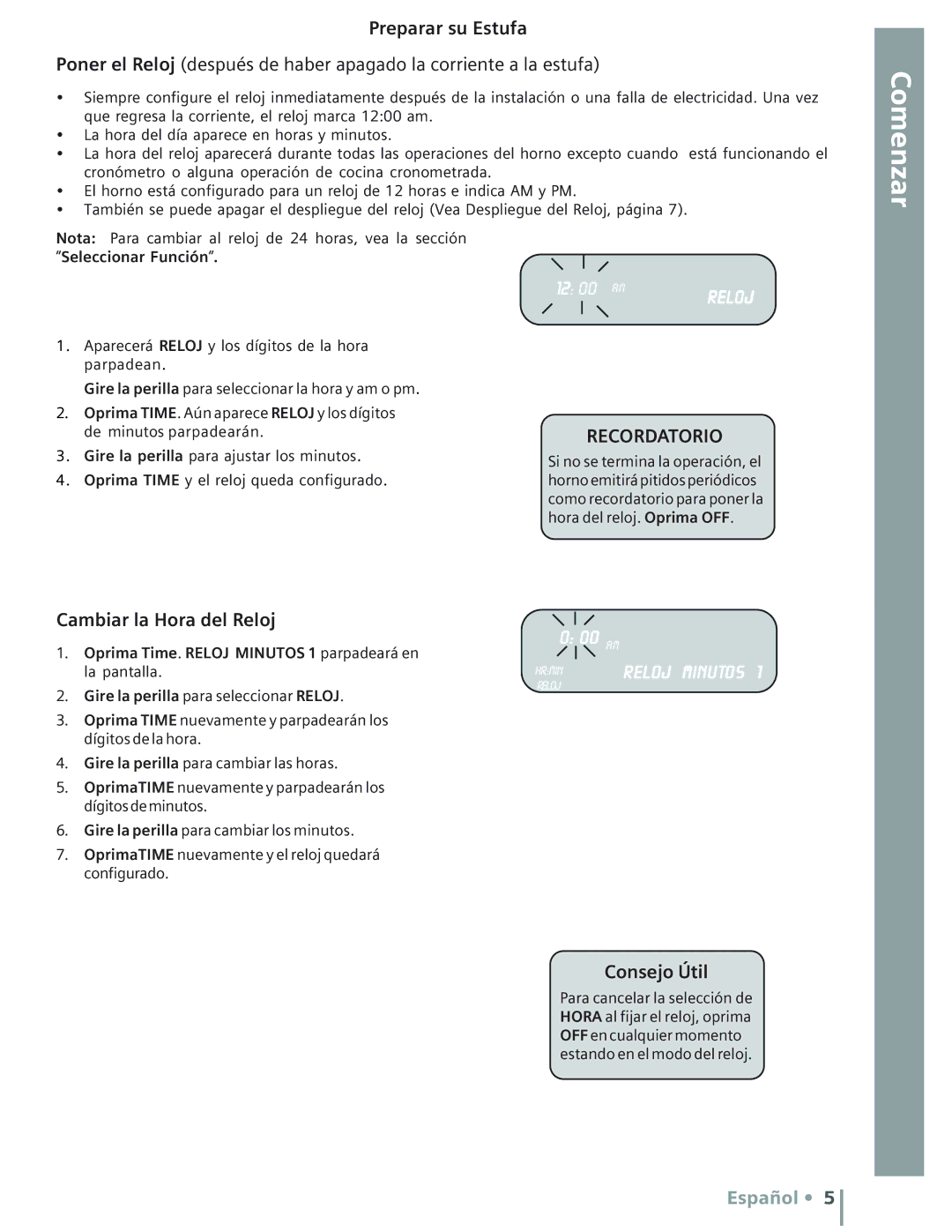 Bosch Appliances HE2416U, HE2516U, HE2515U, HE2515C Comenzar, Usar La Estufa Cuidado y Limpieza, Autoayuda, Recordatorio 