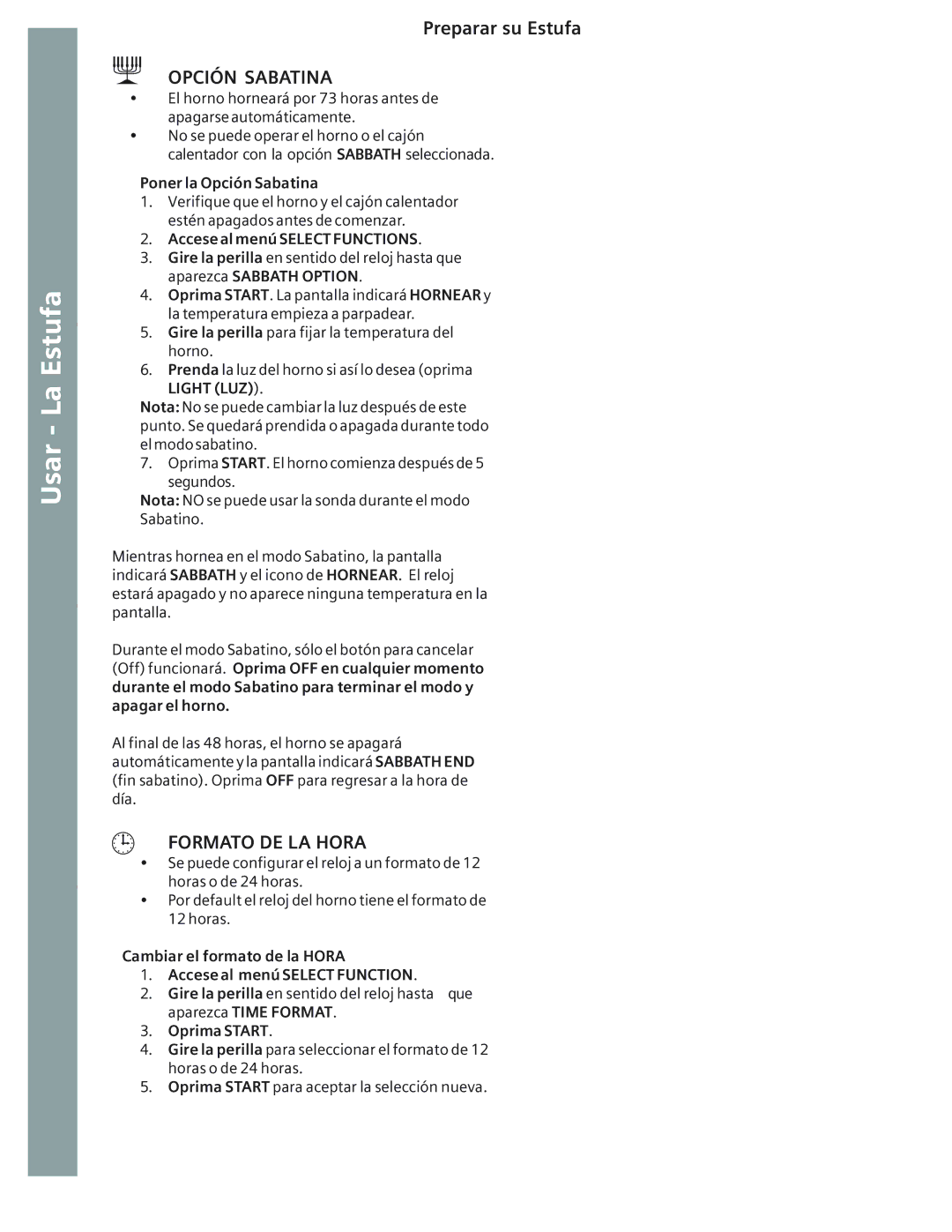 Bosch Appliances HE2516U, HE2515U, HE2515C, HE2415U, HE2416U, HE2416C, HE2415C Formato DE LA Hora, Poner la Opción Sabatina 