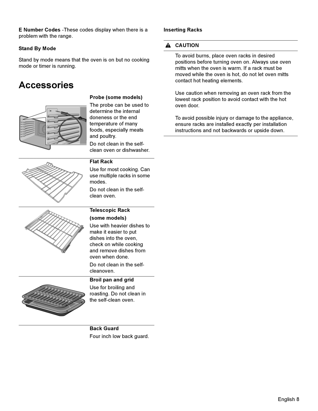 Bosch Appliances HEI8054U manual Accessories 