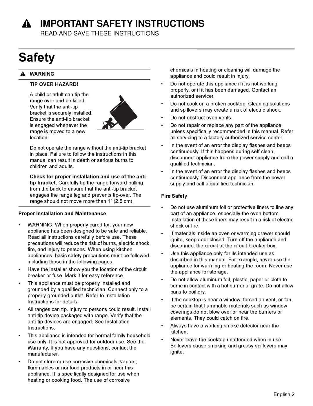 Bosch Appliances HEI8054U manual Fire Safety 