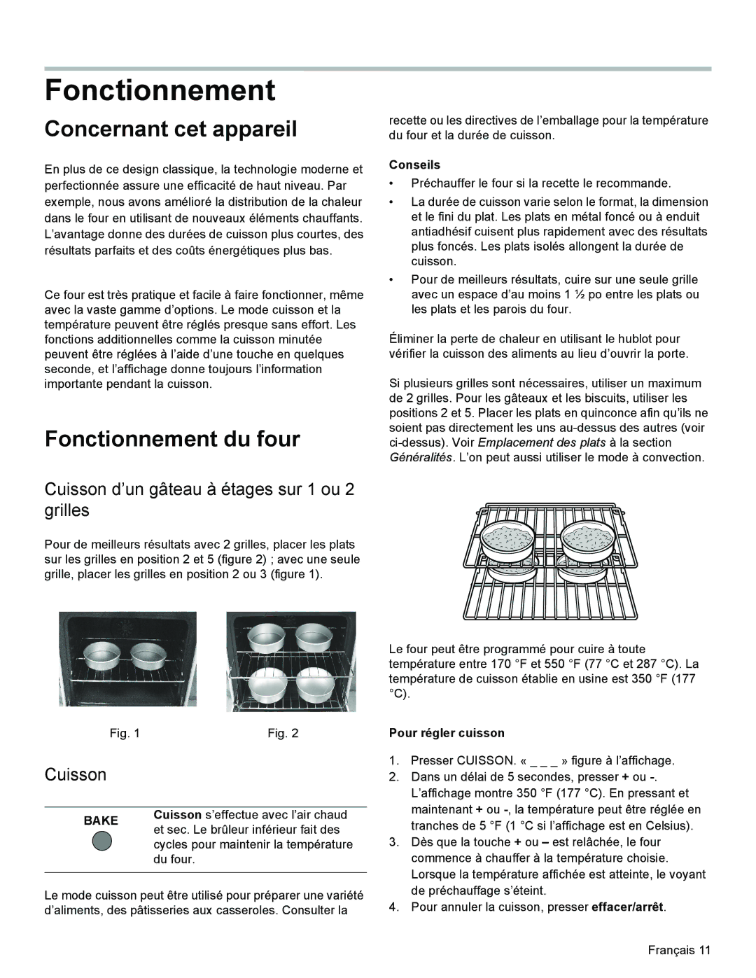 Bosch Appliances HES3023U manual Concernant cet appareil, Fonctionnement du four, Cuisson 