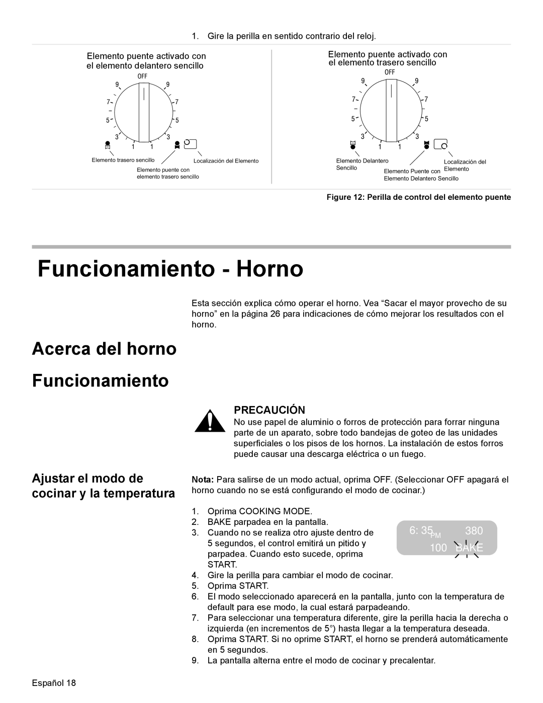 Bosch Appliances HES7052U manual Funcionamiento Horno, Acerca del horno Funcionamiento 