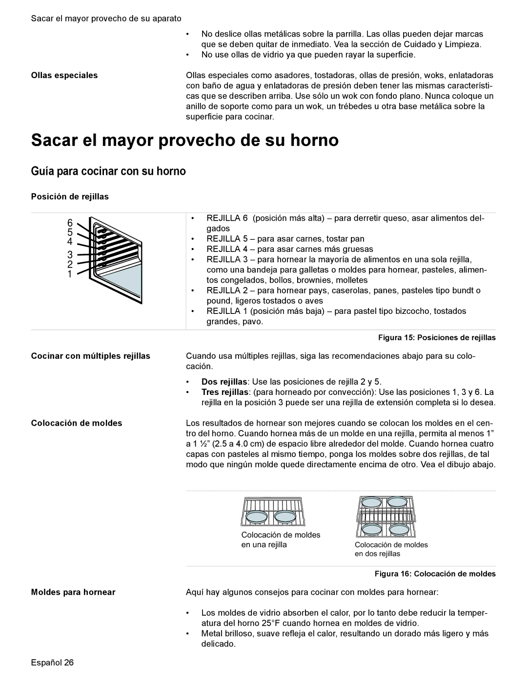 Bosch Appliances HES7052U manual Sacar el mayor provecho de su horno, Guía para cocinar con su horno 