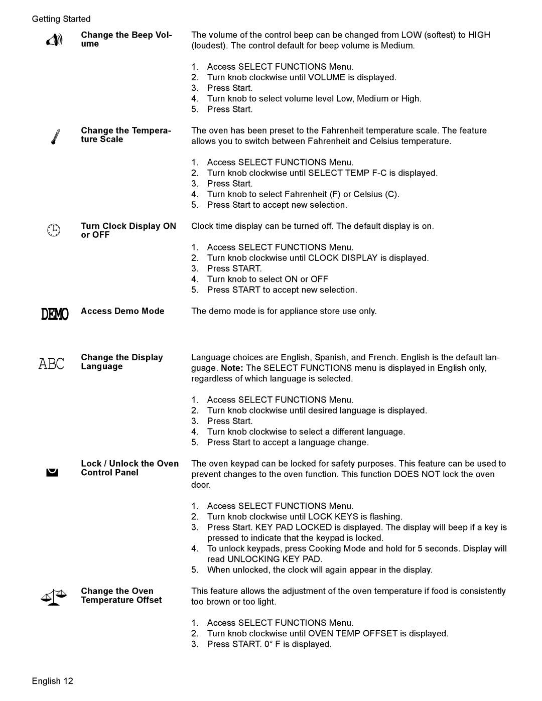 Bosch Appliances HES7052U manual Getting Started 