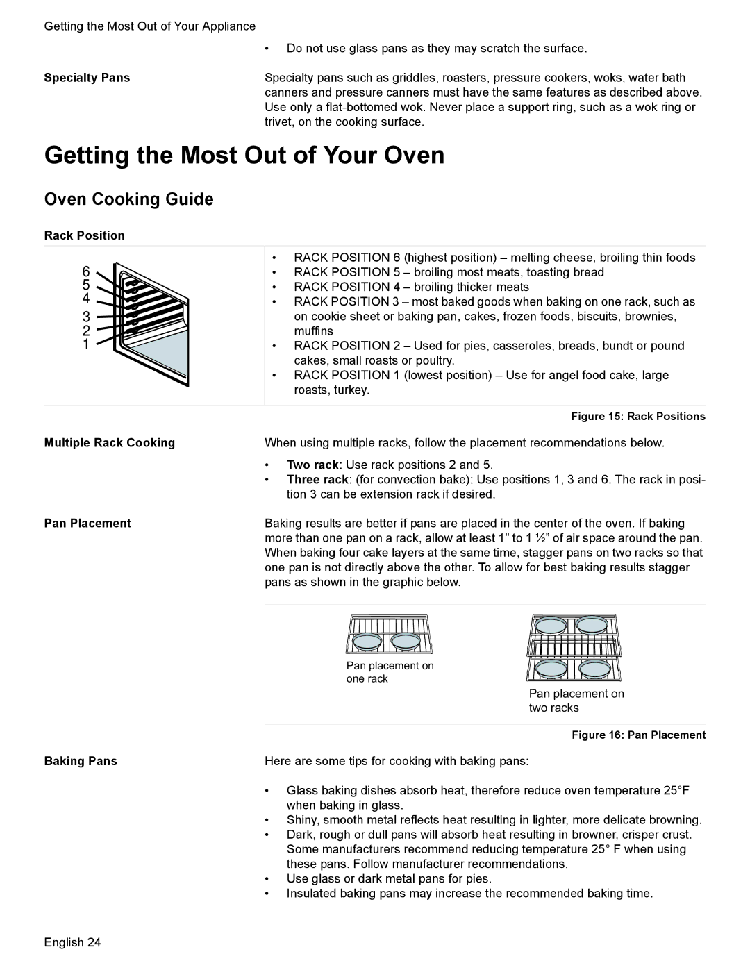 Bosch Appliances HES7052U manual Getting the Most Out of Your Oven, Oven Cooking Guide 