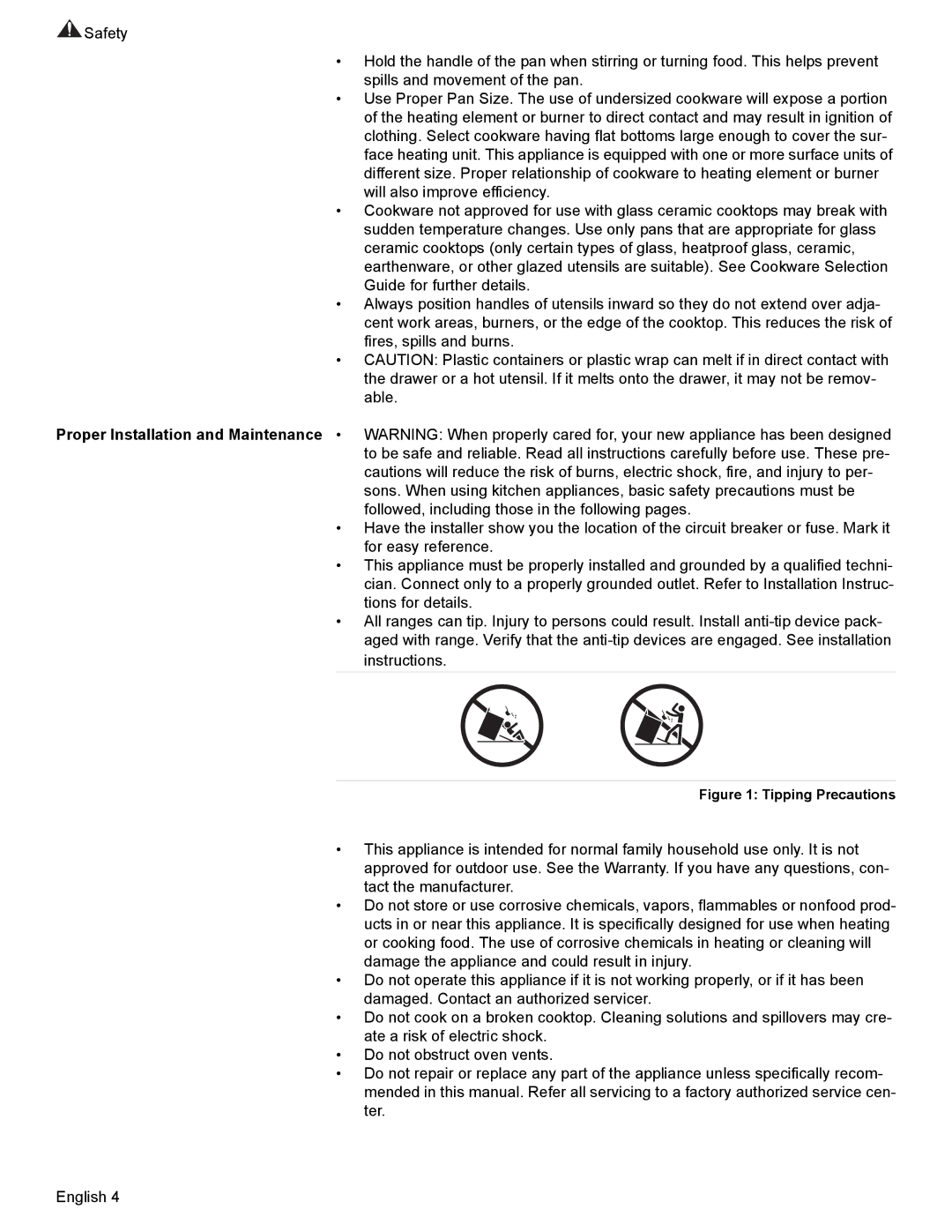 Bosch Appliances HES7052U manual Tipping Precautions 