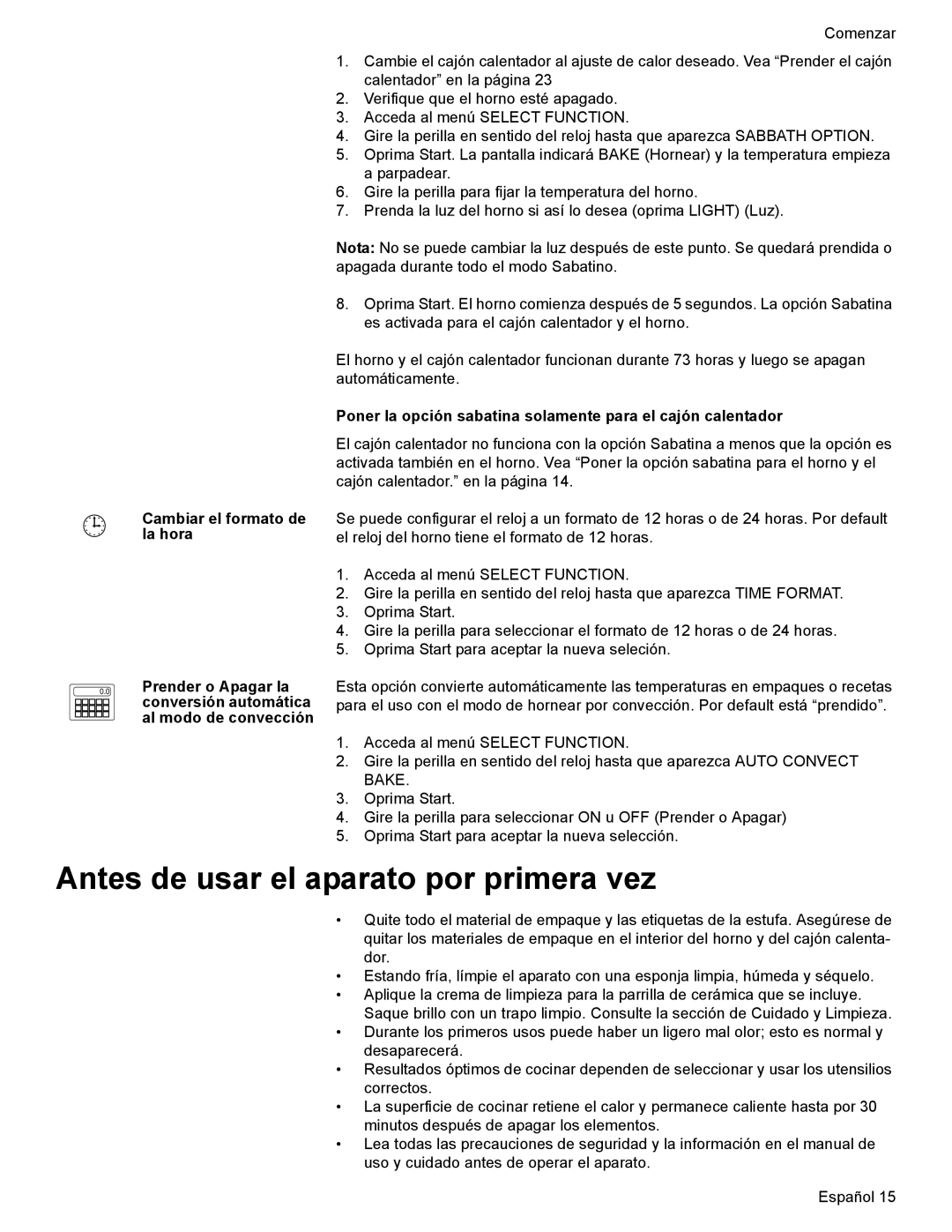 Bosch Appliances HES7052U manual Antes de usar el aparato por primera vez 