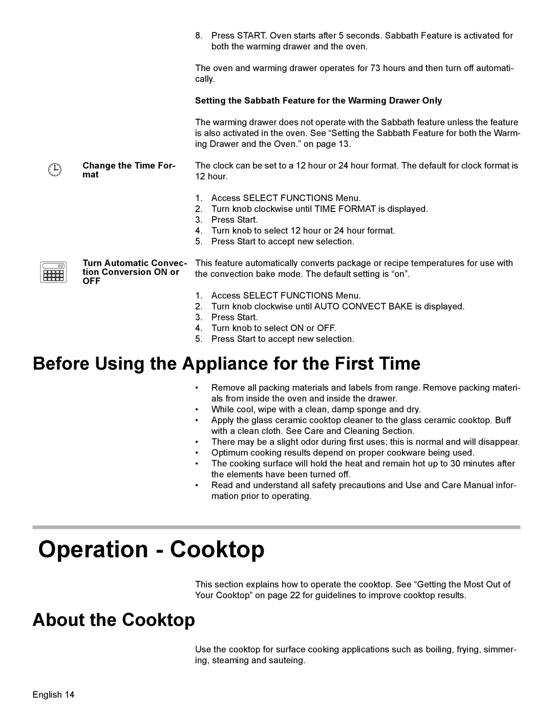 Bosch Appliances HES7052U manual Operation - Cooktop, Before Using the Appliance for the First Time, About the Cooktop 