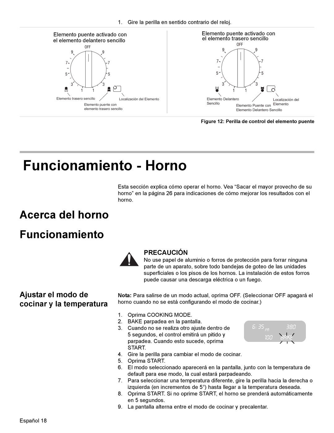 Bosch Appliances HES7282U manual Funcionamiento Horno, Acerca del horno Funcionamiento 