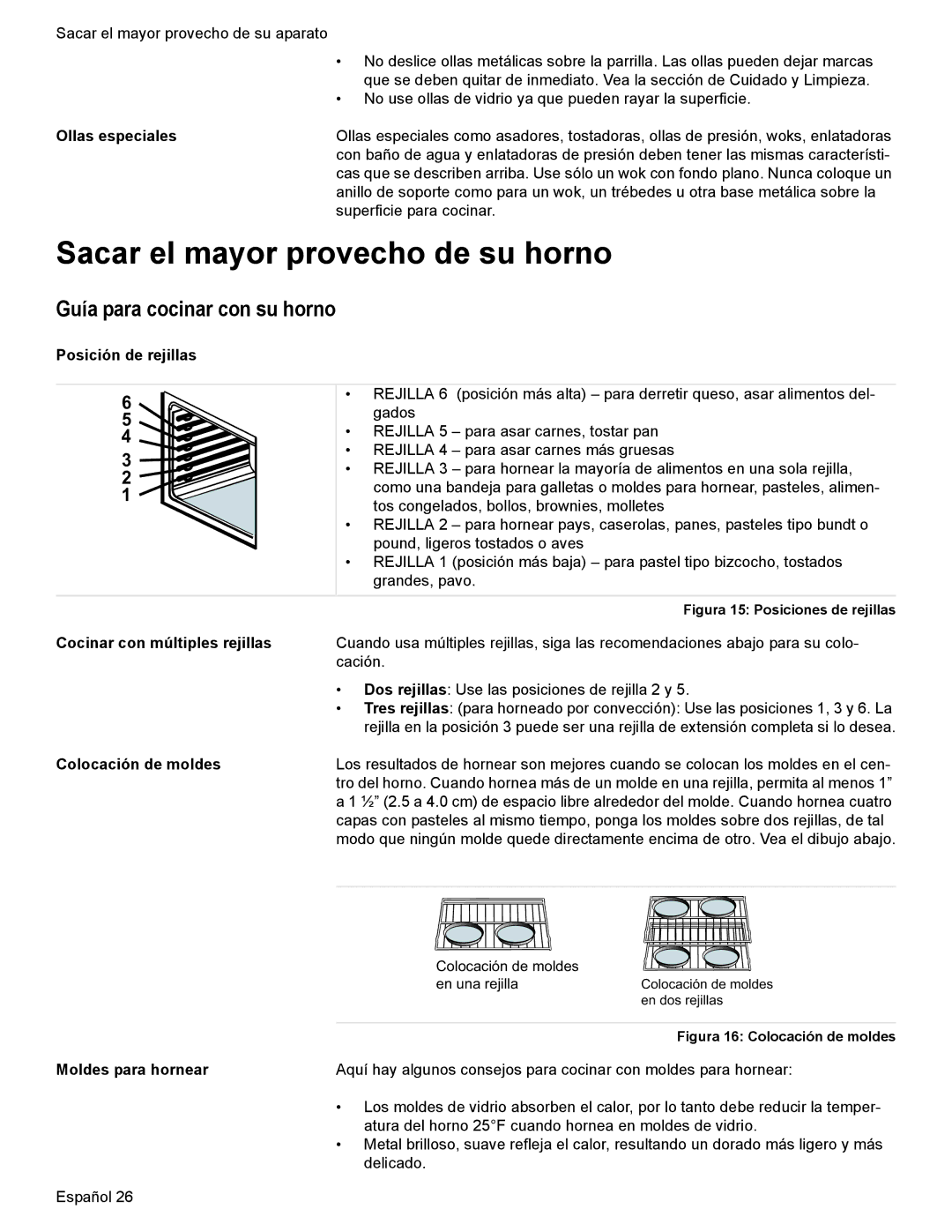 Bosch Appliances HES7282U manual Sacar el mayor provecho de su horno, Guía para cocinar con su horno 