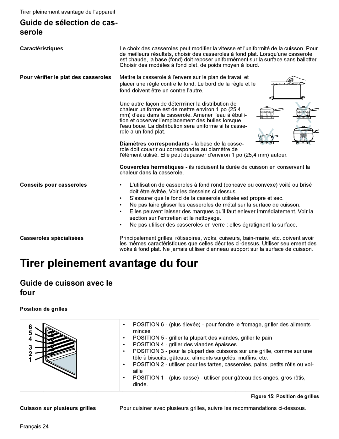 Bosch Appliances HES7282U manual Tirer pleinement avantage du four, Guide de sélection de cas- serole 