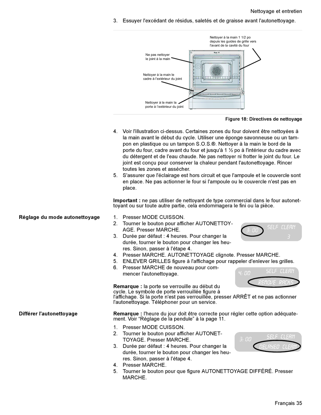 Bosch Appliances HES7282U manual Réglage du mode autonettoyage, Différer lautonettoyage 