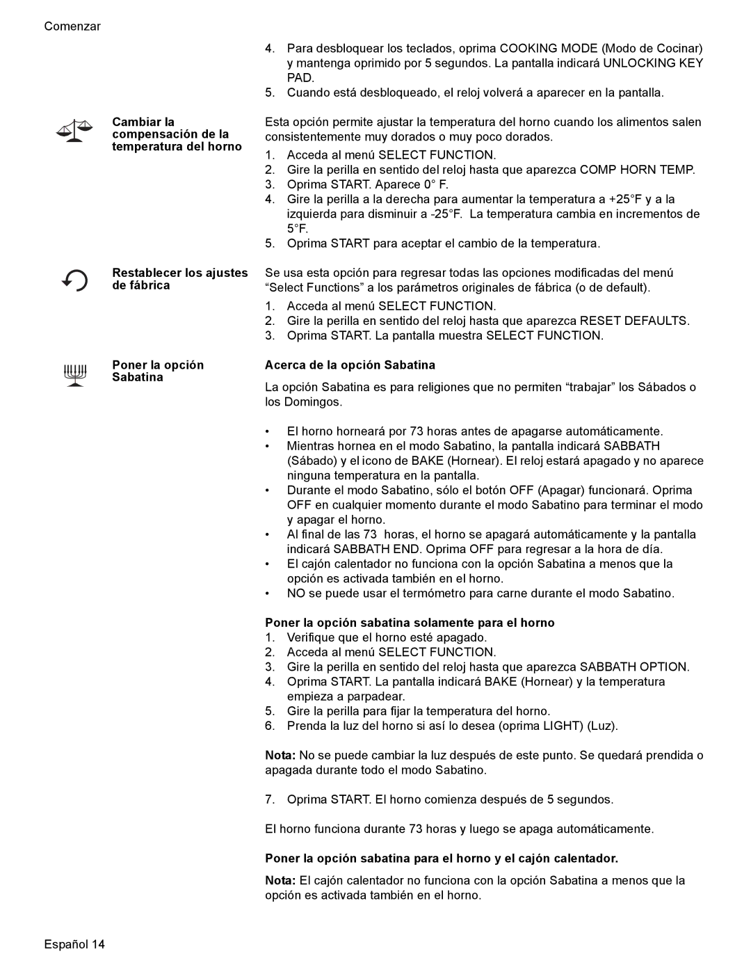 Bosch Appliances HES7282U manual Cambiar la compensación de la temperatura del horno, Acerca de la opción Sabatina 