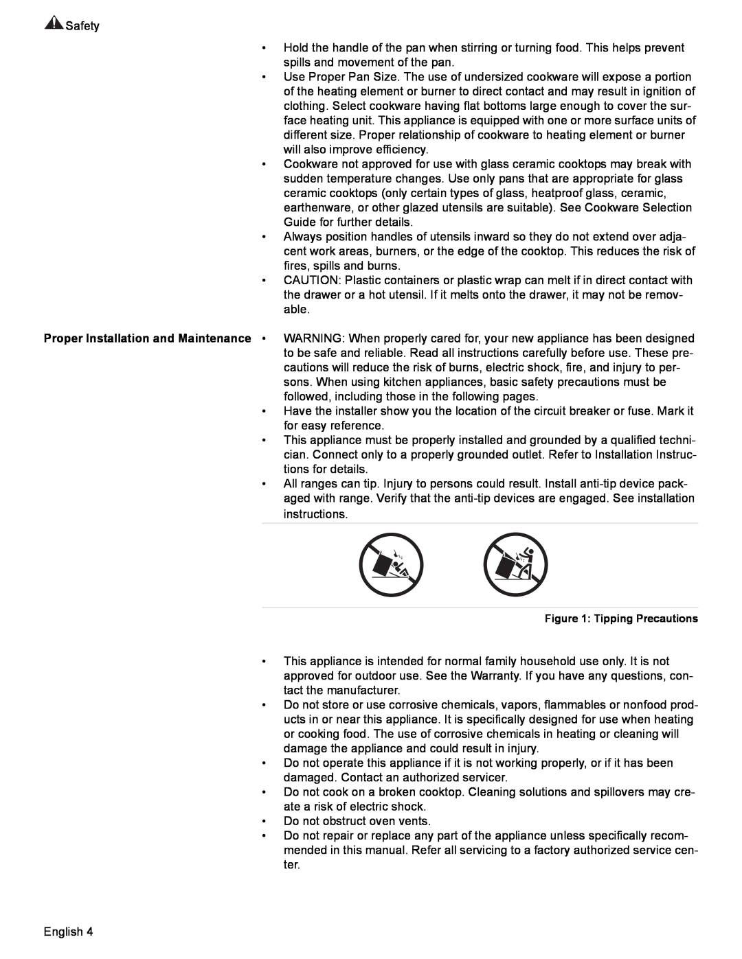 Bosch Appliances HES7282U manual Tipping Precautions 