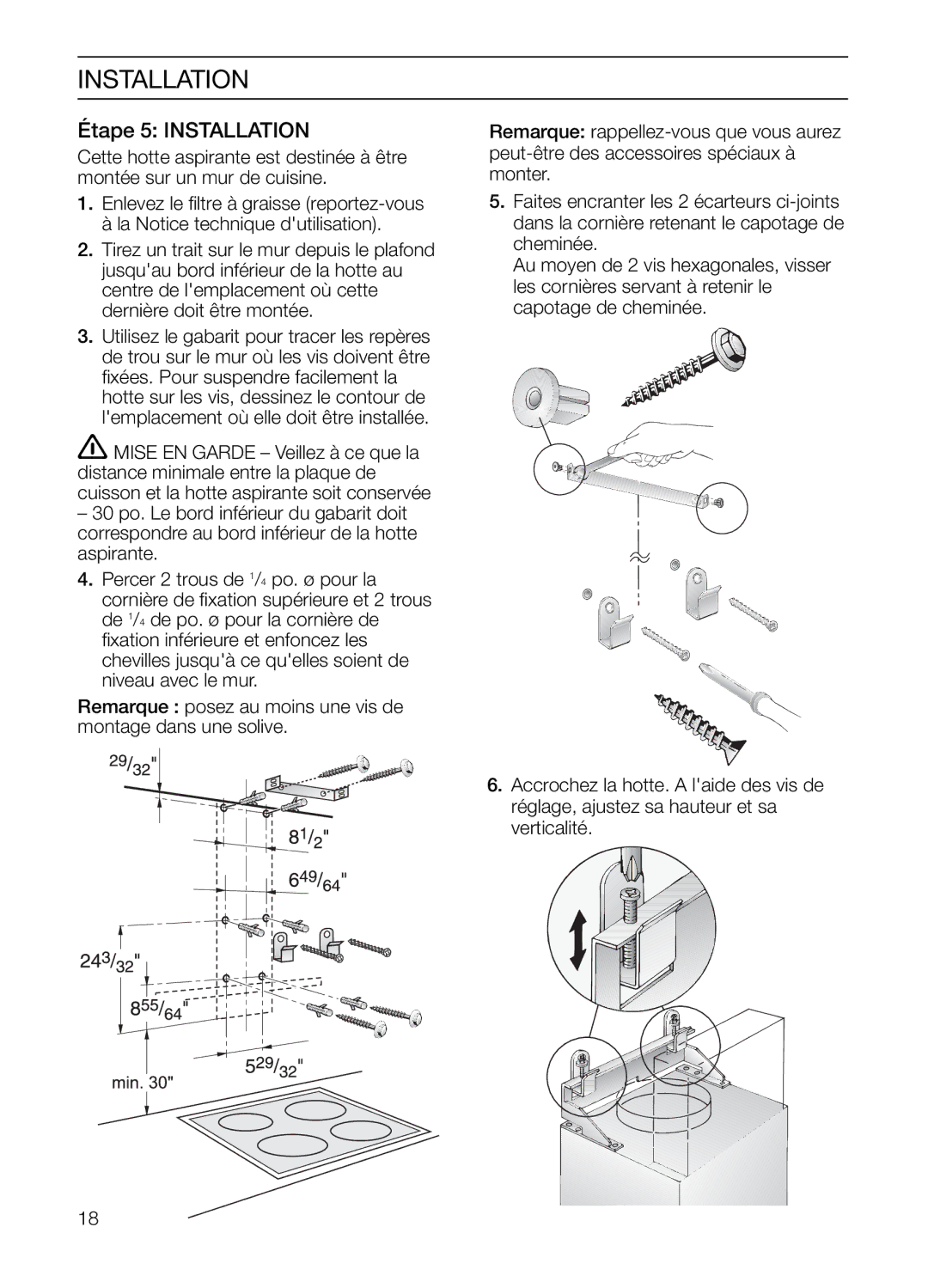 Bosch Appliances HGEW 36 FS manual Étape 5 Installation 