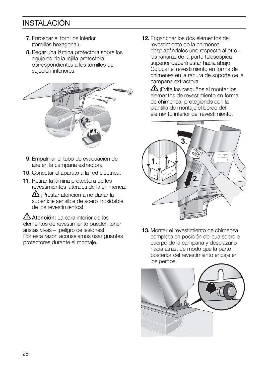 Bosch Appliances HGEW 36 FS manual Enroscar el tornillos inferior tornillos hexagonal 